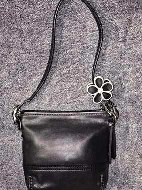 Coach Black Leather Bag With Tassel Zipper Detail Mini 7.5 W 6.5 H #1507